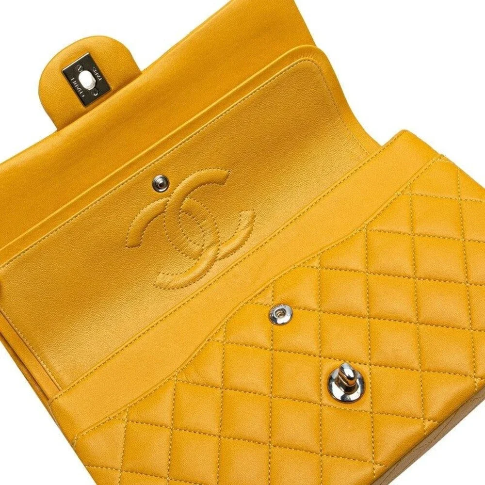 Chanel Matelasse Lambskin Coco Mark Flap Chain Shoulder Bag Yellow